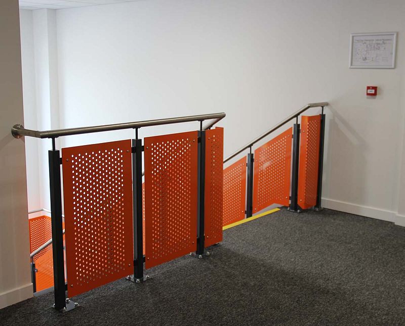 Internal staircase with orange grill
