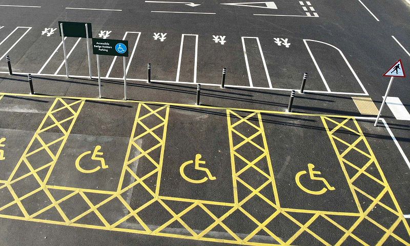 Disabled parking bays in supermarket car park