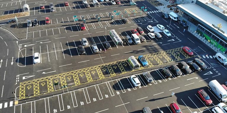 aerial image of morrisons carpark